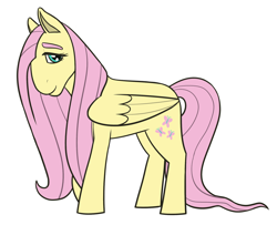 Size: 1280x1038 | Tagged: safe, artist:verikoira, imported from derpibooru, fluttershy, pegasus, pony, female, mare, simple background, solo, white background
