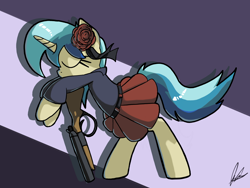 Size: 4000x3000 | Tagged: safe, artist:flaremoon, imported from derpibooru, oc, oc only, oc:mercury haze, pony, unicorn, clothes, female, gun, mafia, mare, shotgun, skirt, solo, weapon