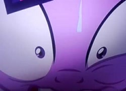 Size: 472x341 | Tagged: safe, artist:mycreepyponycartoon, edit, edited screencap, imported from derpibooru, screencap, twilight sparkle, pony, unicorn, lesson zero, season 2, close-up, extreme close up, extreme close-up, female, gritted teeth, insane face, solo, sweat, teeth, twilight snapple, unicorn twilight