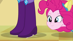 Size: 1920x1079 | Tagged: safe, imported from derpibooru, screencap, pinkie pie, rarity, equestria girls, boots, boots together, clothes, feet together, helping twilight win the crown, high heel boots, legs, pictures of legs, rarity stomping her feet with her purple boots on, shoes, stomping