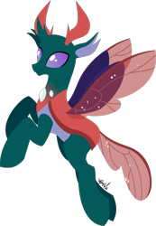 Size: 3536x5117 | Tagged: safe, artist:samsailz, imported from derpibooru, pharynx, changedling, changeling, absurd resolution, horn, lineless, male, prince pharynx, simple background, smiling, solo, transparent background, wings