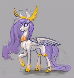 Size: 3887x4096 | Tagged: safe, artist:alumx, imported from derpibooru, oc, oc only, oc:athena, oc:athena (shawn keller), pegasus, pony, concave belly, female, gray background, guardians of pondonia, high res, jewelry, mare, pegasus oc, simple background, sketch, slim, solo, thin, wings