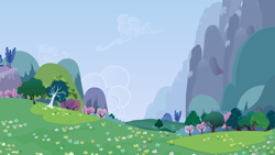 Size: 1600x900 | Tagged: safe, imported from derpibooru, background, flower, meadow, mountain, no pony, scenery, tree