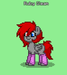 Size: 300x332 | Tagged: safe, imported from derpibooru, oc, oc only, oc:ruby gleam, pegasus, pony, pony town, clothes, female, heterochromia, mare, pegasus oc, pixel art, socks, solo, solo female, wings
