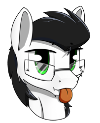 Size: 1694x2090 | Tagged: safe, artist:dacaoo, imported from derpibooru, oc, oc only, oc:skysprinter, pony, :p, cute, fangs, glasses, icon, simple background, solo, tongue out, transparent background