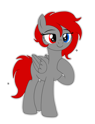 Size: 4500x5891 | Tagged: safe, artist:chip16, artist:sailorrainbow-bases, imported from derpibooru, oc, oc only, oc:ruby gleam, pegasus, pony, commission, female, heterochromia, mare, pegasus oc, simple background, smiling, solo, solo female, white background, wings, ych result