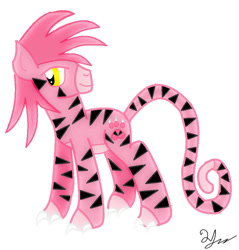 Size: 960x1006 | Tagged: safe, artist:mudmee-thai, imported from derpibooru, cat, cat pony, original species, pony, male, pink panther, ponified, smiling, solo, stallion