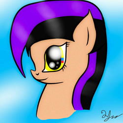 Size: 1000x1000 | Tagged: safe, artist:mudmee-thai, imported from derpibooru, oc, oc only, earth pony, pony, bust, earth pony oc, eyelashes, female, mare, signature, smiling, solo