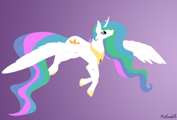 Size: 9316x6304 | Tagged: safe, artist:misskanabelle, imported from derpibooru, princess celestia, alicorn, pony, absurd file size, absurd resolution, female, flying, gradient background, hoof shoes, mare, peytral, signature, solo