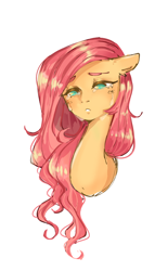 Size: 1004x1754 | Tagged: safe, artist:pecherpa, imported from derpibooru, fluttershy, pegasus, pony, ambiguous facial structure, bust, crying, simple background, solo, white background