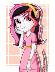 Size: 1448x1888 | Tagged: safe, artist:skyfallfrost, imported from derpibooru, oc, oc only, oc:hamato cressida, equestria girls, clothes, dress, solo