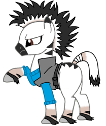 Size: 2715x3251 | Tagged: safe, alternate version, artist:agdapl, imported from derpibooru, pony, zebra, base used, clothes, crossover, demoman, high res, male, raised hoof, simple background, solo, species swap, stallion, team fortress 2, white background, zebrafied