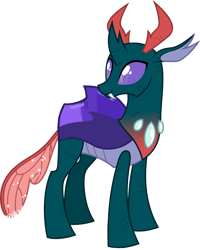 Size: 3282x4096 | Tagged: safe, artist:agdapl, imported from derpibooru, pharynx, changedling, changeling, looking back, male, prince pharynx, simple background, solo, transparent background