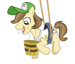 Size: 900x765 | Tagged: safe, imported from derpibooru, hayseed turnip truck, earth pony, pony, bucket, rope, simple background, solo, transparent background, vector