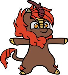 Size: 1289x1409 | Tagged: safe, editor:illusion, imported from derpibooru, oc, oc only, oc:ember dawn, kirin, bipedal, cloven hooves, kirinpose, male, simple background, smiling, solo, t pose, transparent background, vector