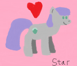 Size: 1725x1493 | Tagged: safe, artist:sister star, artist:sisterstar, imported from derpibooru, maud pie, earth pony, pony, crayon drawing, female, heart, mare, pink background, simple background, solo, standing, traditional art