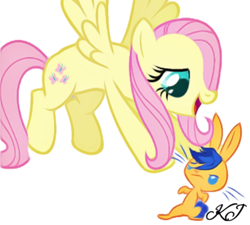 Size: 506x456 | Tagged: safe, artist:katjuarez237, imported from derpibooru, flash sentry, fluttershy, pegasus, pony, rabbit, animal, bunnified, female, flutterflash, male, race swap, shipping, species swap, straight