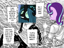 Size: 1278x955 | Tagged: safe, edit, imported from derpibooru, queen chrysalis, starlight glimmer, changeling, changeling queen, pony, unicorn, adorkable, alternate ending, anime, anxiety, armin arlert, attack on titan, awkward, awkward moment, breakdown, broken, comic, crying, crysalis, cute, cutealis, defeated, dialogue, dork, dorkalis, drama queen, duo, eren jaeger, faic, fangs, female, floppy ears, frown, implied fluffle puff, implied lesbian, implied shipping, lesbian, looking down, majestic as fuck, mare, meme, meta, nervous, parody, sad, sadorable, satire, screaming, silly, silly pony, sobbing, solo, spoilers for another series, talking, tantrum, teary eyes, teeth, text, whining