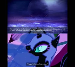 Size: 1600x1440 | Tagged: safe, imported from derpibooru, nightmare moon, alicorn, pony, friendship is magic, season 1, destiny (game), destiny (video game), eternal night, female, mare, meme, spoilers for another series