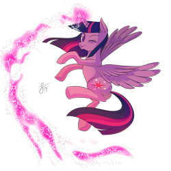 Size: 1536x1536 | Tagged: safe, artist:tehnutball, imported from derpibooru, twilight sparkle, alicorn, pony, female, magic, mare, no pupils, one eye closed, simple background, solo, transparent background, twilight sparkle (alicorn), wink