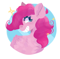 Size: 800x791 | Tagged: safe, artist:bukabeans, imported from derpibooru, pinkie pie, earth pony, pony, background, female, fluffy, grin, mare, simple background, smiling, solo, transparent background