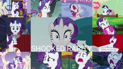 Size: 1280x721 | Tagged: safe, edit, edited screencap, editor:quoterific, imported from derpibooru, screencap, joan pommelway, pinkie pie, rarity, roger silvermane, sterling silver, twilight sparkle, earth pony, pony, unicorn, a dog and pony show, castle mane-ia, fake it 'til you make it, for whom the sweetie belle toils, inspiration manifestation, ponyville confidential, season 1, season 2, season 4, season 6, season 8, secret of my excess, sisterhooves social, stare master, the end in friend, the gift of the maud pie, the last roundup, the saddle row review, spoiler:s08, ^^, bag, carousel boutique, cart, eyes closed, female, glasses, male, mannequin, mare, marshmelodrama, newspaper, nose in the air, open mouth, rarity being rarity, rarity's glasses, saddle bag, shocked, shocked expression, stallion, unicorn twilight, volumetric mouth, wide eyes