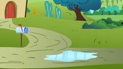 Size: 1192x670 | Tagged: safe, artist:dipi11, imported from derpibooru, putting your hoof down, season 2, background, mailbox, no pony, ponyville, puddle, vector