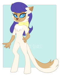 Size: 2608x3248 | Tagged: safe, artist:interstellar-quartz, imported from derpibooru, oc, oc only, oc:marigold, anthro, hybrid, female, furry, high res, interspecies offspring, offspring, parent:capper, parent:capper dapperpaws, parent:rarity, parents:capperity, solo