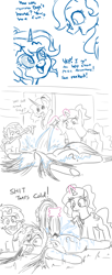 Size: 664x1635 | Tagged: safe, artist:jargon scott, artist:pony quarantine, edit, imported from derpibooru, oc, oc only, oc:anon-mare, oc:dyx, oc:gaia, oc:nyx, oc:syx, alicorn, earth pony, hybrid, pony, zony, comic, douche, female, filly, hose, magic, magical lesbian spawn, mare, monochrome, mouth hold, multiple parents, neo noir, offspring, older, older dyx, older nyx, parent:oc:apogee, parent:oc:dyx, parent:oc:filly anon, parent:oc:luftkrieg, parent:oc:nyx, parent:oc:zala, parents:nyxdyx, parents:oc x oc, partial color, product of incest, rag on a stick, soap, tail, tail pull, telekinesis, vulgar, washing