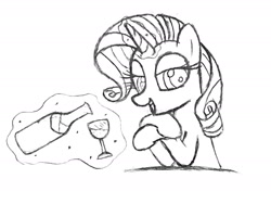 Size: 1981x1493 | Tagged: safe, anonymous artist, imported from derpibooru, rarity, pony, alcohol, champagne, glass, looking at you, solo, wine, wine glass