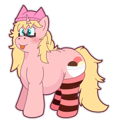 Size: 1348x1414 | Tagged: safe, artist:icecreamjaxxie, imported from derpibooru, oc, oc only, oc:mille feuille, pony, unicorn, :p, back freckles, beanie, butt freckles, chubby, clothes, fat, food, freckles, glasses, hat, horn, ice cream, simple background, socks, solo, striped socks, tongue out, transparent background, unicorn oc