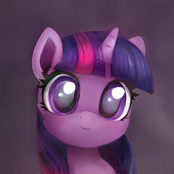 Size: 1024x1024 | Tagged: safe, artist:catachromatic, artist:thisponydoesnotexist, imported from derpibooru, twilight sparkle, pony, unicorn, ai assisted, ai content, big eyes, cute, female, filly, filly twilight sparkle, generator:thisponydoesnotexist, neural network, overpaint, paintover, solo, twiabetes, younger