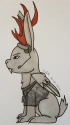 Size: 1757x3136 | Tagged: safe, artist:agdapl, imported from derpibooru, antlers, clothes, crossover, headset, male, scout, signature, species swap, team fortress 2, traditional art