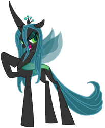 Size: 1690x2048 | Tagged: safe, artist:agdapl, edit, idw, imported from derpibooru, queen chrysalis, changeling, changeling queen, fiendship is magic, crown, female, hoof on chest, jewelry, raised hoof, regalia, simple background, solo, transparent background, transparent wings, wings