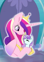Size: 399x558 | Tagged: safe, artist:auroranovasentry, imported from derpibooru, princess cadance, oc, oc:diamant, pony, unicorn, duo, female, filly, mother and child, mother and daughter, offspring, parent:princess cadance, parent:shining armor, parents:shiningcadance