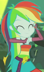 Size: 1920x3150 | Tagged: safe, imported from derpibooru, screencap, rainbow dash, equestria girls, equestria girls (movie), ^^, belt, clothes, cropped, cute, cutie mark, cutie mark on clothes, dancing, dashabetes, eyes closed, fall formal outfits, female, fingerless gloves, gloves, male, sleeveless, smiling, solo focus