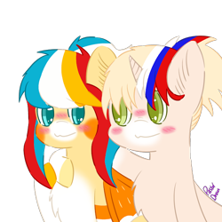 Size: 682x682 | Tagged: safe, artist:pasteldraws, imported from derpibooru, oc, oc:candy, oc:cyrus, bat pony, pony, unicorn, blushing, hug, shipping, simple background, transparent background