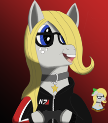 Size: 1600x1826 | Tagged: safe, artist:gray star, derpibooru exclusive, imported from derpibooru, clothes, hoodie, mass effect
