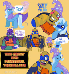 Size: 2048x2194 | Tagged: safe, artist:aeon-arts, imported from derpibooru, trixie, crossover, donatello, high res, leonardo, rise of the teenage mutant ninja turtles, teenage mutant ninja turtles