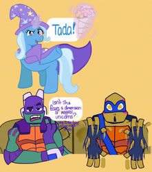 Size: 2046x2316 | Tagged: safe, artist:aeon-arts, imported from derpibooru, trixie, crossover, donatello, high res, leonardo, rise of the teenage mutant ninja turtles, teenage mutant ninja turtles