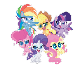 Size: 700x701 | Tagged: artist needed, safe, imported from derpibooru, applejack, fluttershy, pinkie pie, rainbow dash, rarity, twilight sparkle, alicorn, earth pony, pegasus, pony, my little pony: pony life, applejack's hat, cowboy hat, crossed arms, flying, g4.5, hat, looking at you, mane six, open mouth, pony life, simple background, teeth, transparent background, twilight sparkle (alicorn), vector, white outline