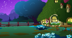 Size: 1024x549 | Tagged: safe, artist:daringdashie, imported from derpibooru, screencap, season 1, stare master, background, exterior, fluttershy's cottage, night, no pony, vector