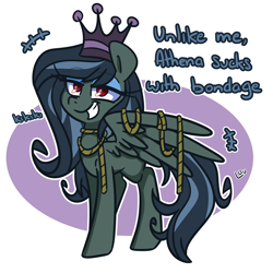 Size: 2500x2500 | Tagged: safe, artist:lou, imported from derpibooru, oc, oc:lustrous, oc:lustrous (shawn keller), pegasus, pony, bondage, grin, guardians of pondonia, high res, rope, smiling