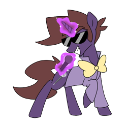 Size: 544x540 | Tagged: safe, artist:perfectpinkwater, imported from derpibooru, pony, unicorn, 2015, bowtie, clothes, grin, levitation, magic, magic glow, male, microphone, ponified, simple background, smash announcer, smiling, stallion, sunglasses, super smash bros., telekinesis, transparent background