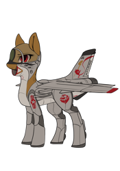 Size: 896x1280 | Tagged: safe, artist:andromailus, oc, oc only, oc:rosewell, original species, plane pony, pony, f-8 crusader, female, plane, red eyes, simple background, solo, transparent background