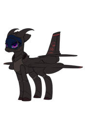 Size: 896x1280 | Tagged: safe, artist:andromailus, oc, oc only, oc:wyvern, original species, plane pony, pony, female, horns, looking at you, plane, purple eyes, simple background, solo, transparent background, u-2