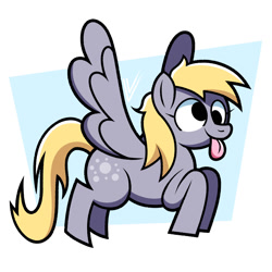 Size: 1177x1177 | Tagged: safe, artist:virtualvindicator, imported from derpibooru, derpy hooves, pegasus, pony, female, flying, mare, simple background, solo, tongue out