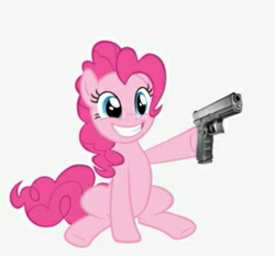 Size: 299x279 | Tagged: safe, edit, imported from derpibooru, pinkie pie, pony, glock, gun, pistol, solo, weapon