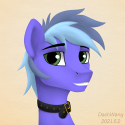 Size: 1600x1600 | Tagged: safe, artist:dash wang, imported from derpibooru, oc, oc:memory mark, earth pony, pony, collar, male, solo