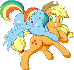 Size: 2092x1995 | Tagged: safe, artist:wownamesarehard, derpibooru exclusive, imported from derpibooru, applejack, rainbow dash, chest fluff, cute, dashabetes, duo, hug, jackabetes, simple background, transparent background